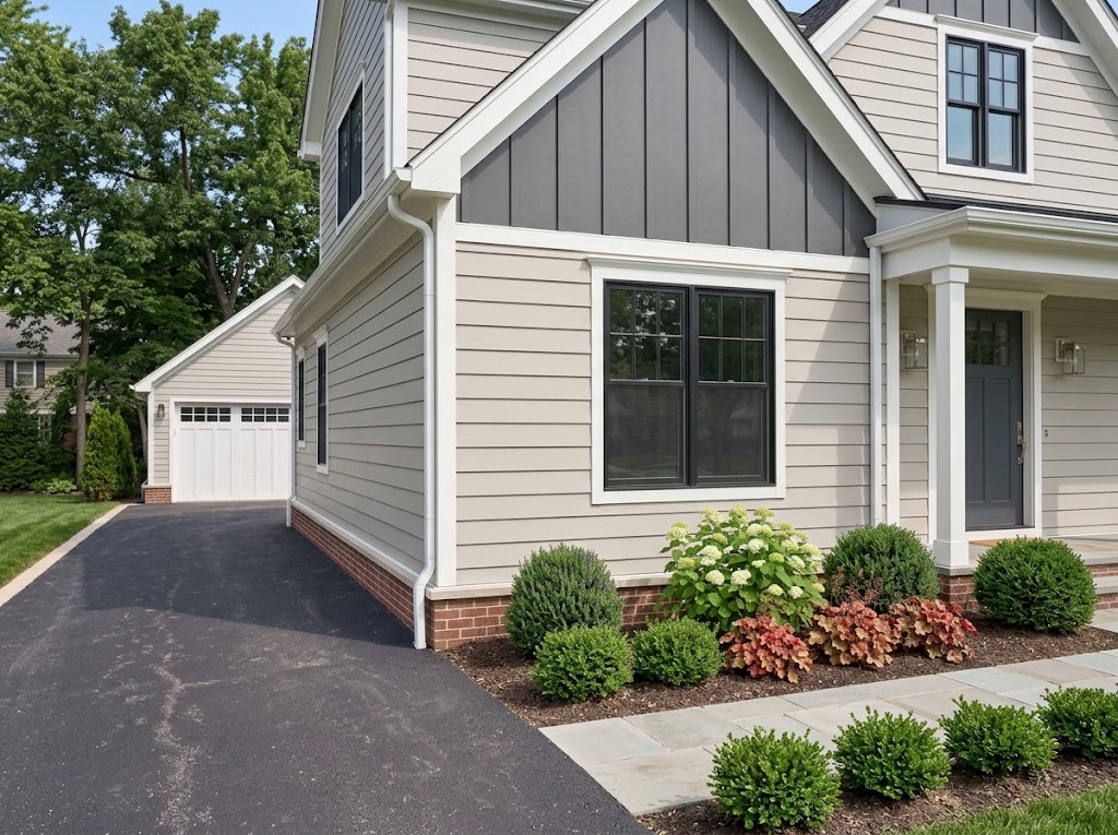 Recently replaced siding on a residential home